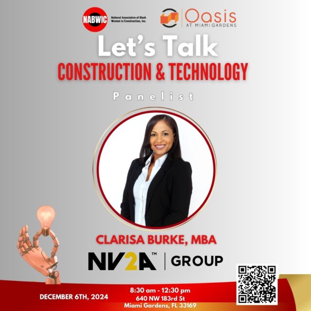 We are thrilled to announce that NV2A’s very own Clarisa Burke, Project Manager, will be a panelist at tomorrow’s NABWIC Construction and Technology event!

Clarisa will be sharing real-life stories and valuable insights from a project manager's perspective. Subcontractors, this is your chance to hear firsthand how to navigate challenges, leverage technology, and create lasting impact in the construction industry.

Joining Clarisa on the panel are other industry leaders who will offer diverse perspectives on the evolving role of technology in construction. Don’t miss out on this incredible opportunity to learn from the best in the business!

#NV2A #NABWIC #IndustryInsights